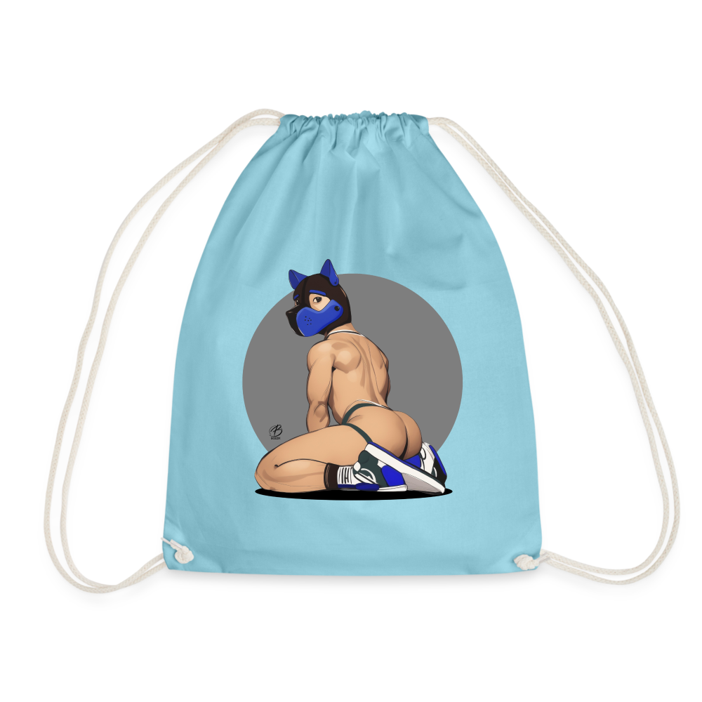 "Blue Puppy Boy" Drawstring Bag - aqua