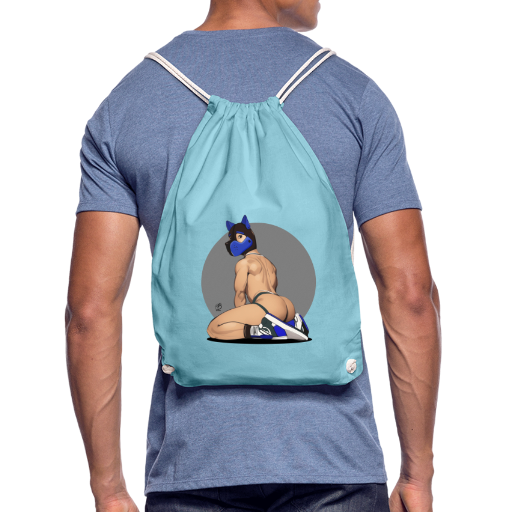 "Blue Puppy Boy" Drawstring Bag - aqua