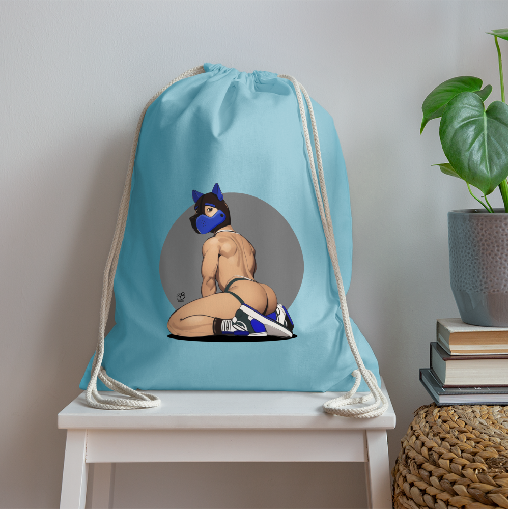 "Blue Puppy Boy" Drawstring Bag - aqua