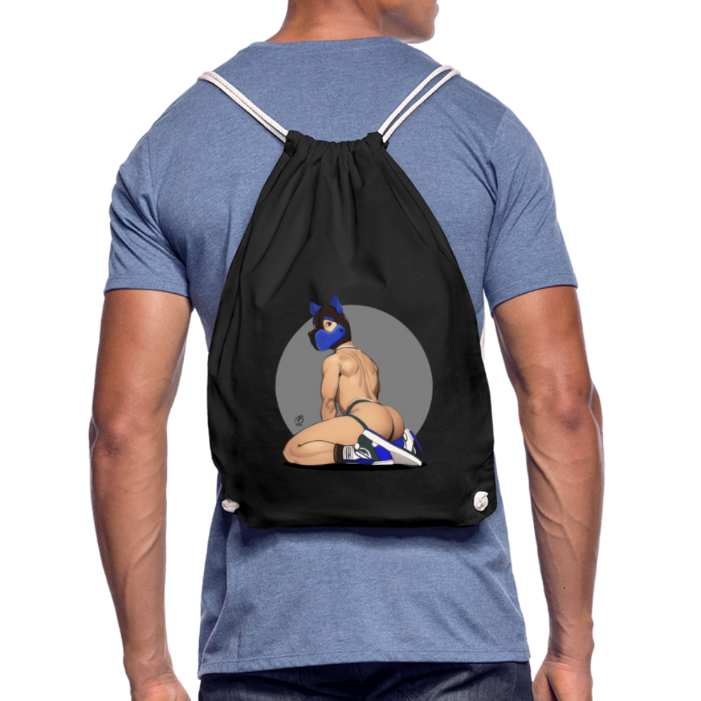 "Blue Puppy Boy" Drawstring Bag - black