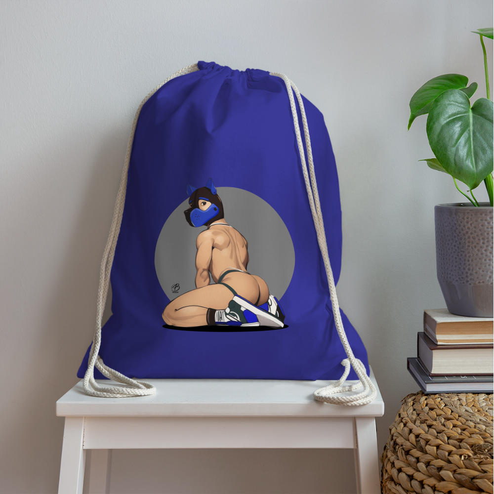 "Blue Puppy Boy" Drawstring Bag - royal blue