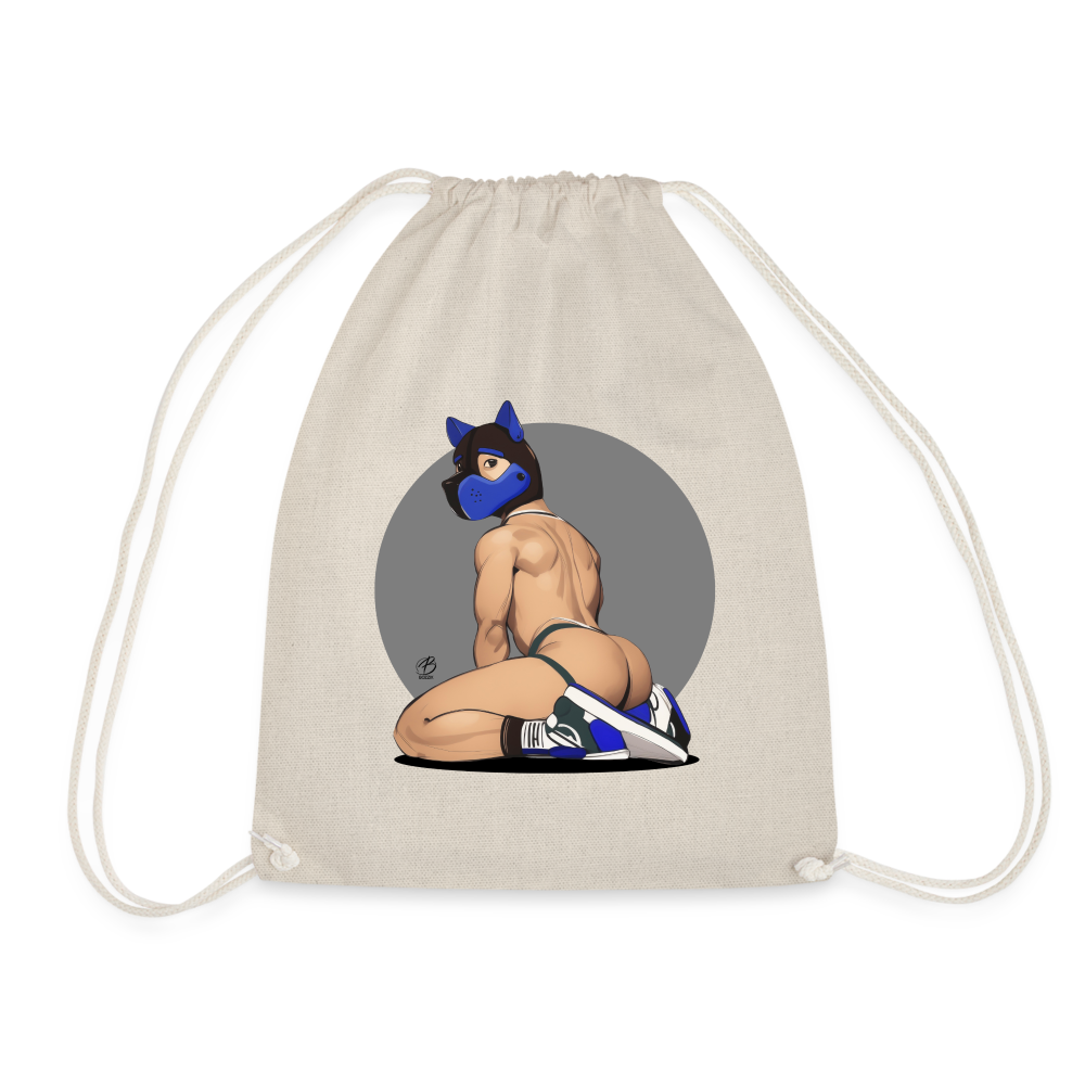 "Blue Puppy Boy" Drawstring Bag - nature