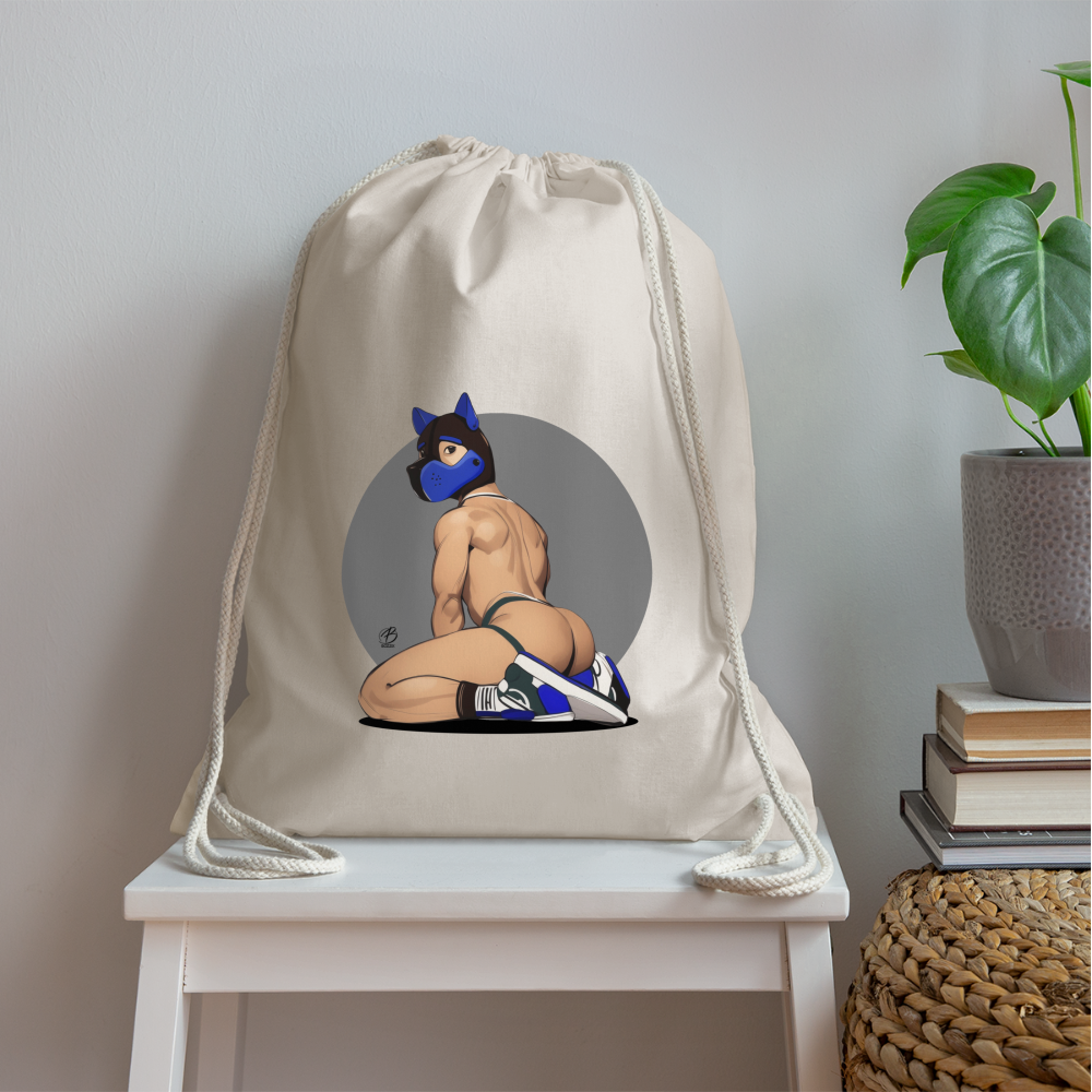 "Blue Puppy Boy" Drawstring Bag - nature