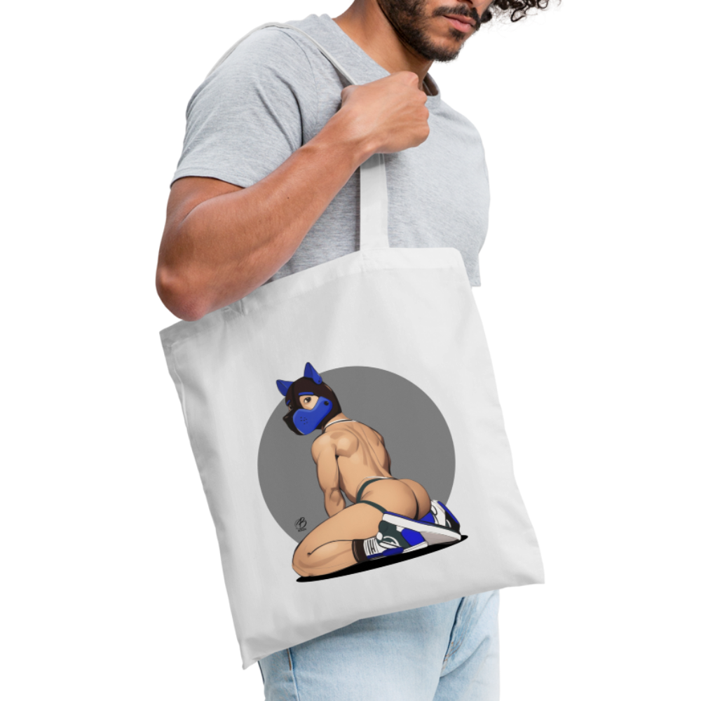 "Blue Puppy Boy" Tote Bag - white