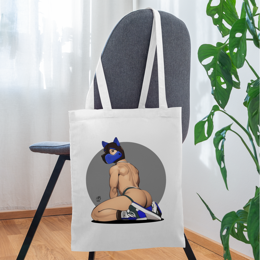 "Blue Puppy Boy" Tote Bag - white