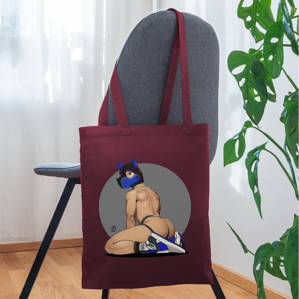 "Blue Puppy Boy" Tote Bag - burgundy