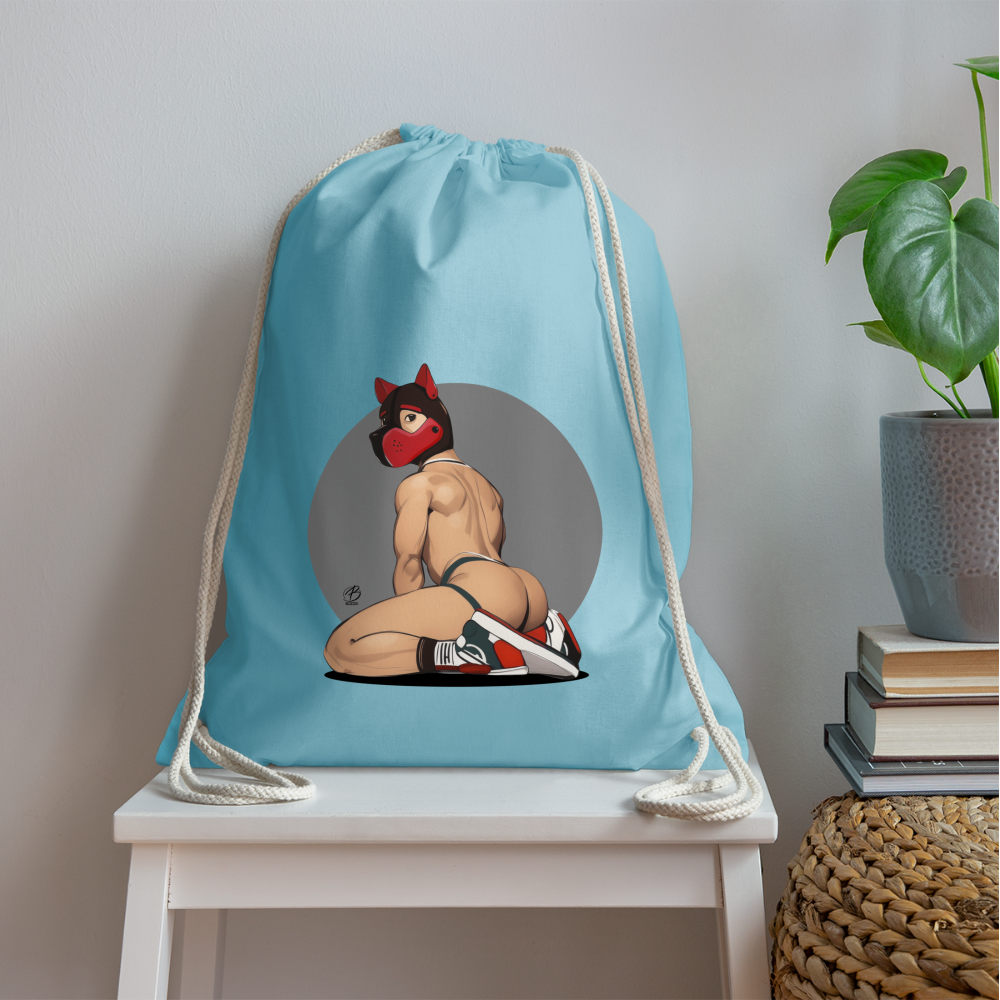 "Red Puppy Boy" Drawstring Bag - aqua