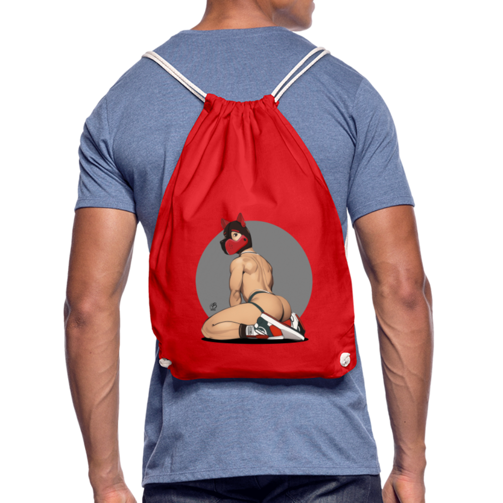 "Red Puppy Boy" Drawstring Bag - red