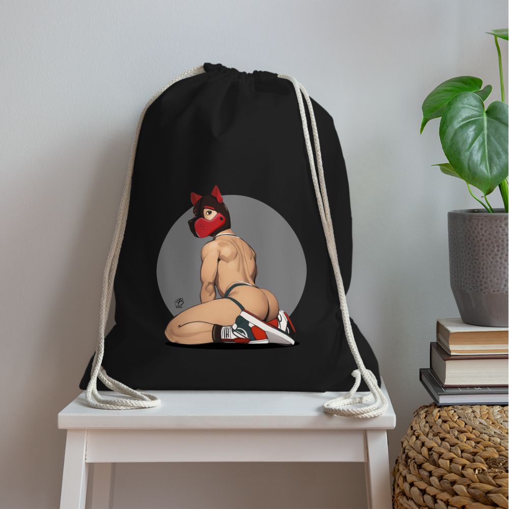 "Red Puppy Boy" Drawstring Bag - black