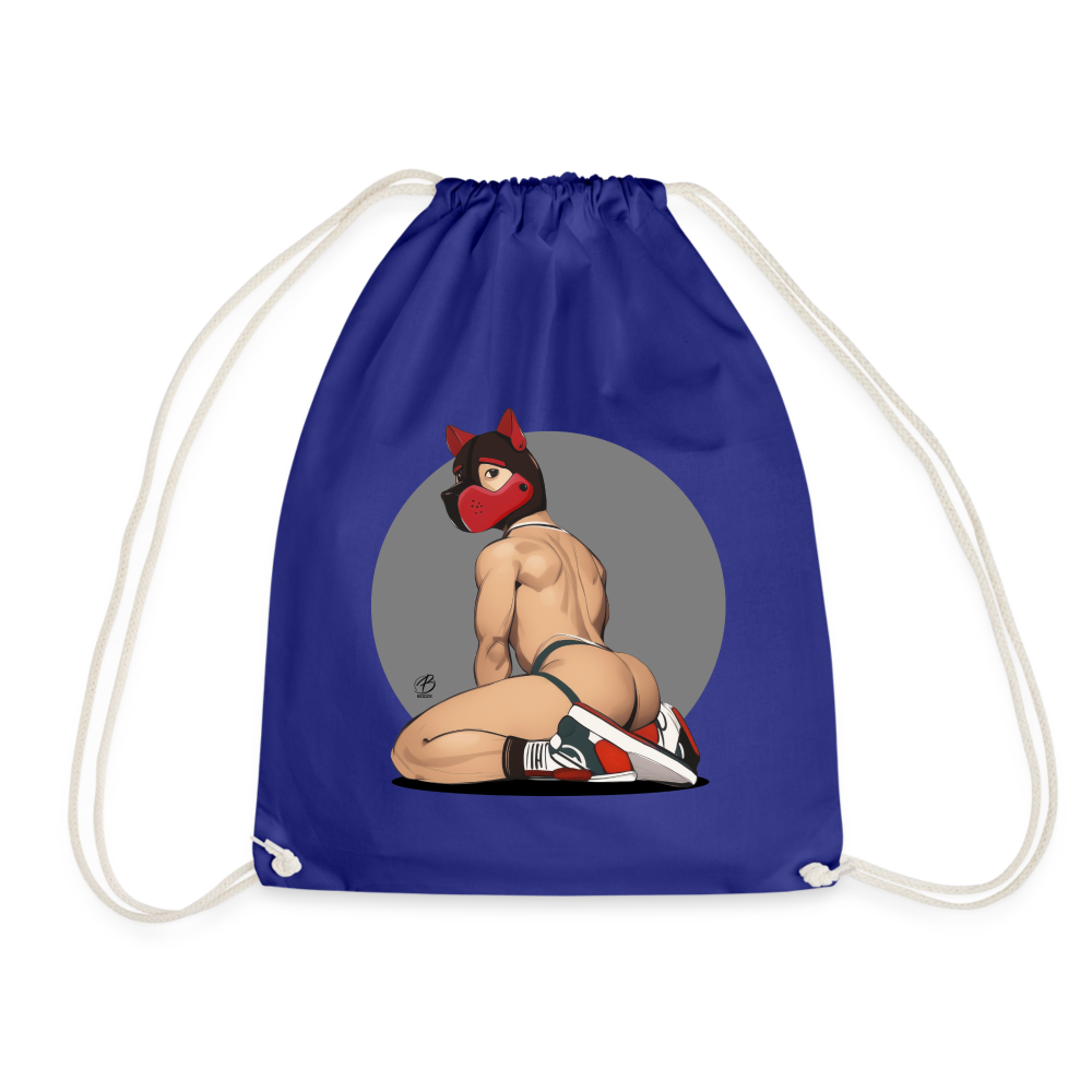"Red Puppy Boy" Drawstring Bag - royal blue