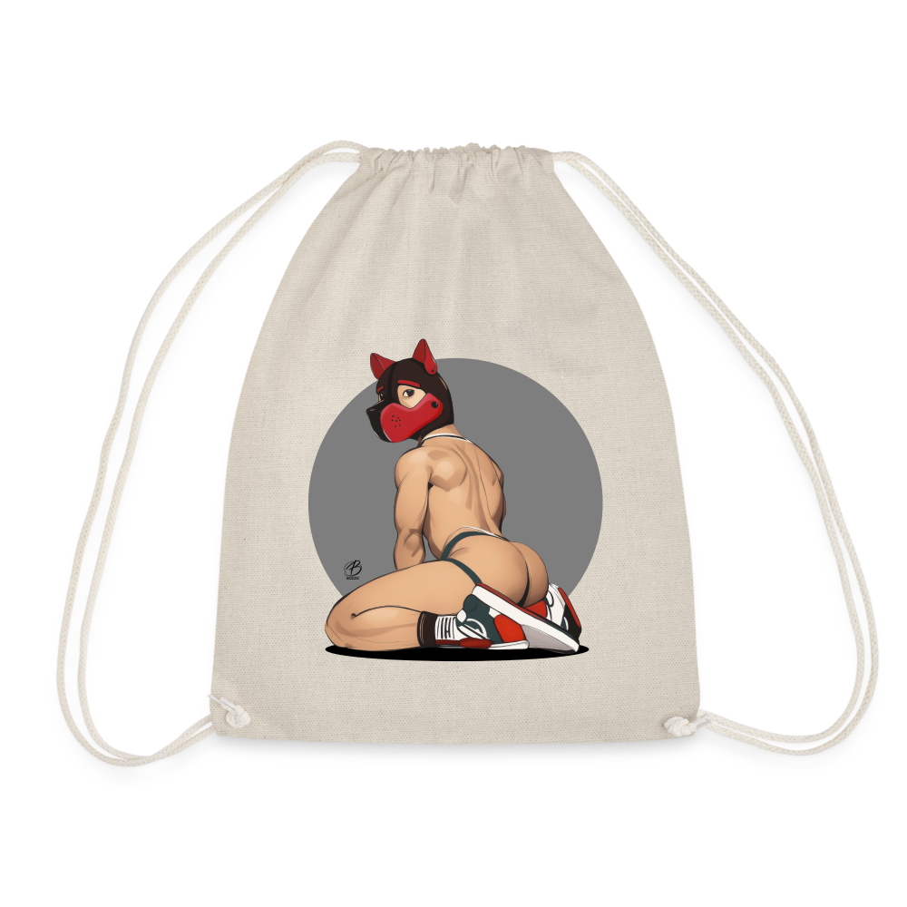 "Red Puppy Boy" Drawstring Bag - nature