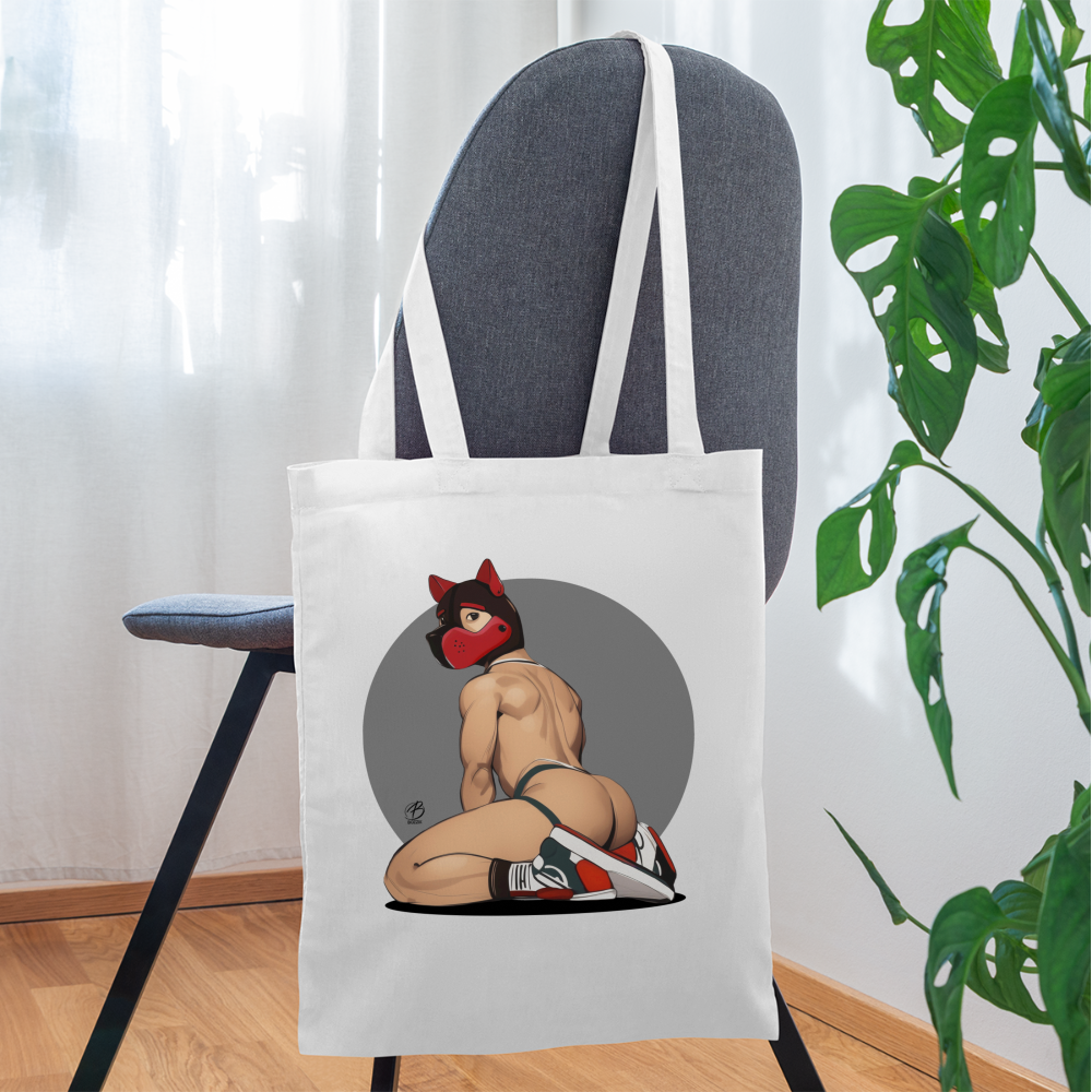 "Red Puppy Boy" Tote Bag - white
