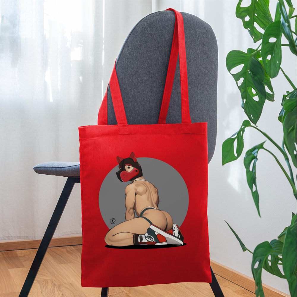 "Red Puppy Boy" Tote Bag - red