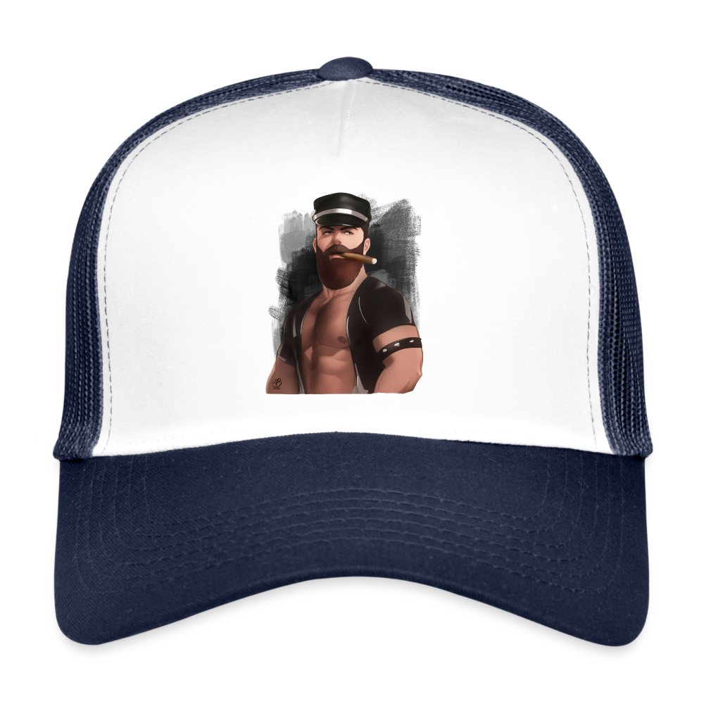 "Smoker Bos" Trucker Cap - white/navy