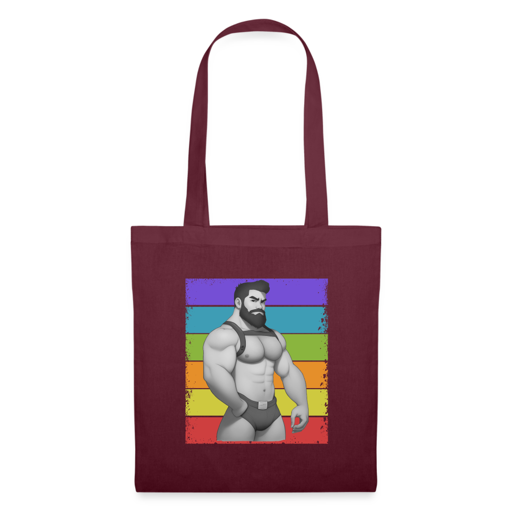 "Rainbow Harness Daddy" Tote Bag - burgundy