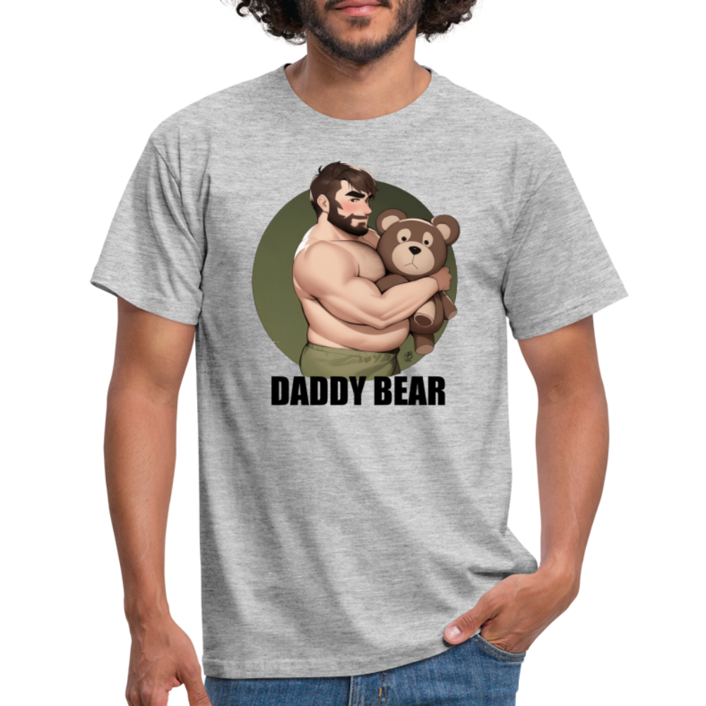 "Daddy Bear" T-Shirt With Lettering - heather grey
